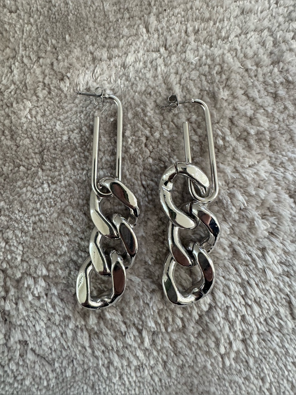 Sterling-Tone Chain Link Drop Earrings - Silver